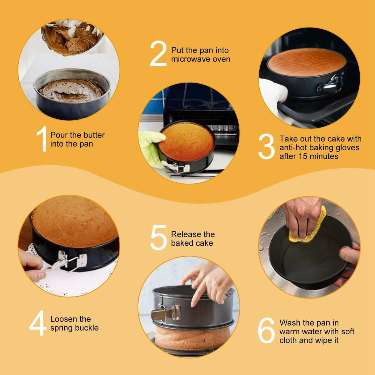 3-Piece: Non-stick Springform Cake Pan Set with Removable Bottom