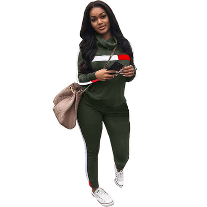 Womens Minimalist Stylish Casual Patchwork Sportswear Set