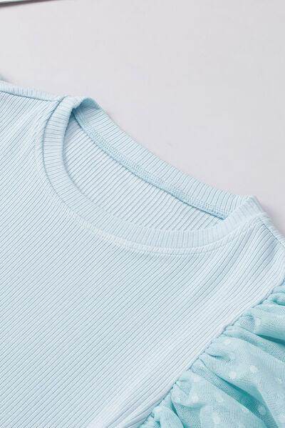 Ruffled Round Neck Cap Sleeve Top for Women Casual Wear
