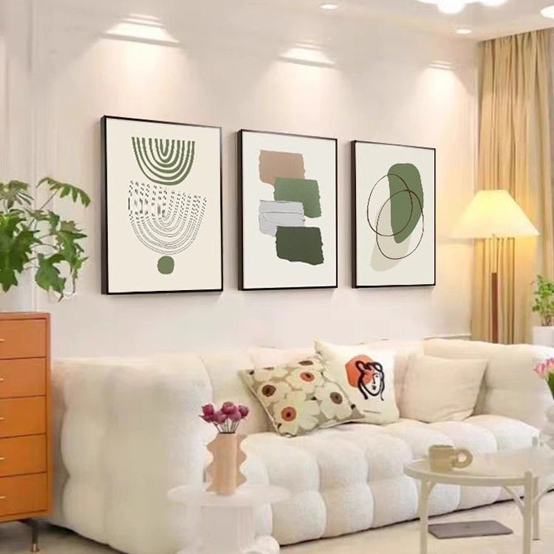 Modern Minimalist Living Room Morandi Abstract Sofa Background Wall Three-piece Painting