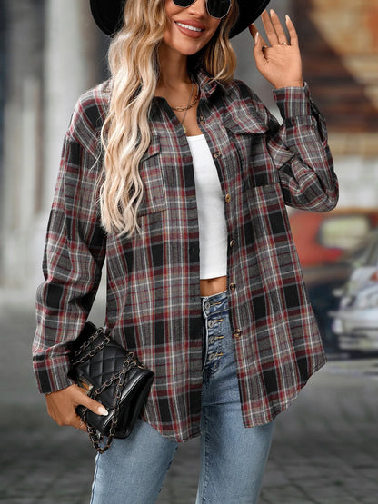 Oversized Plaid Button-Up Shirt