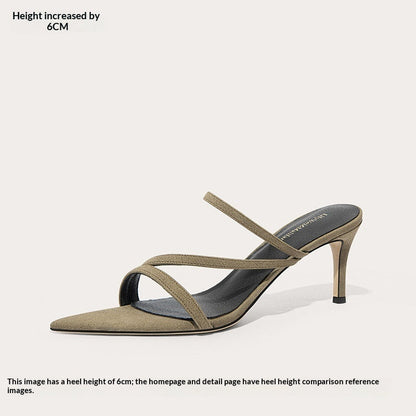 Pointed-toe Open-toe Single-strap High-heeled Sandals