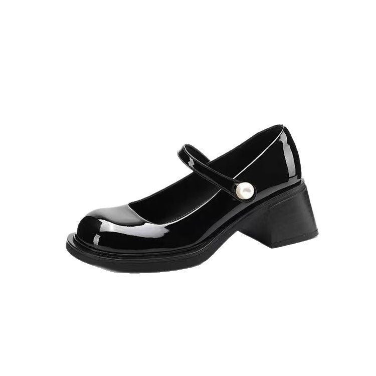 French Style Vintage Mary Jane Small Leather Shoes For Women