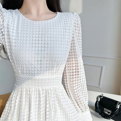 French Celebrity Temperament Lace Waist Dress