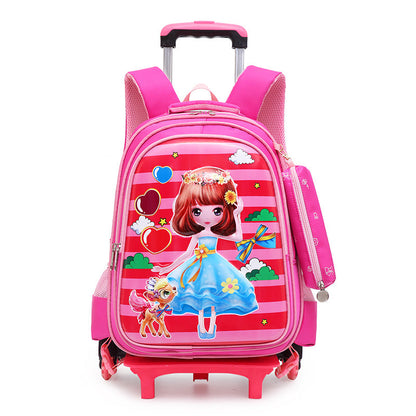 Trolley Primary School Waterproof 3D Car Detachable Burden Reduction Children Backpack