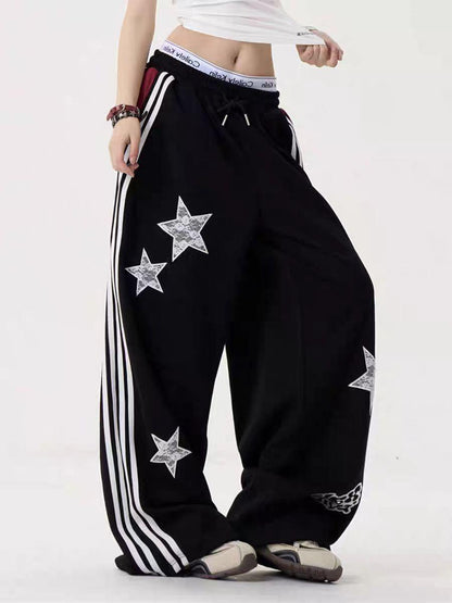 Retro Star-embroidered Casual Sports Sweatpants