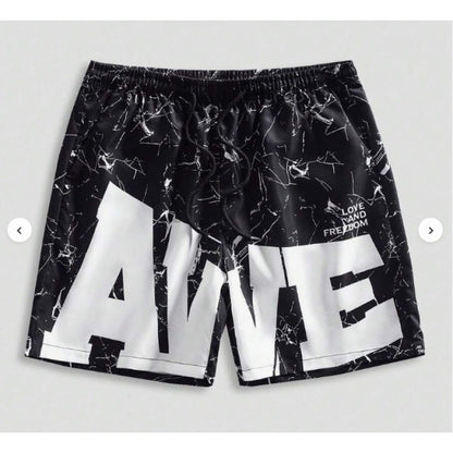 American-style High-street Beach Shorts With A Large 3D Letter Print