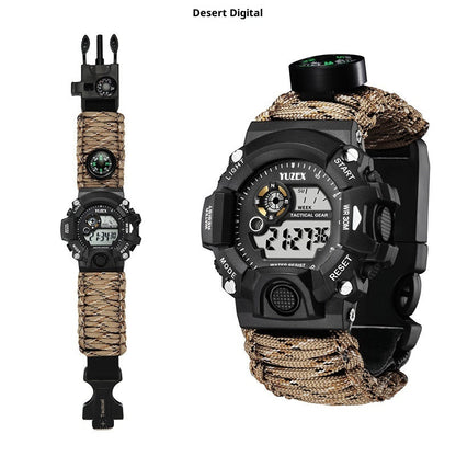 Multifunctional Parachute Cord Waterproof Watch Outdoor Survival Bracelet Sports Strap Firestone Survival Whistle Compass
