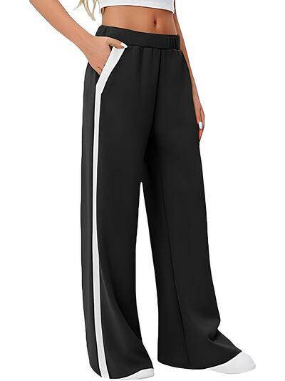 Side Striped Wide Leg Pants for Comfortable Everyday Style