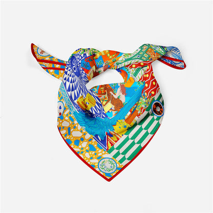 French Court Female Knight Net Red Small Square Scarf