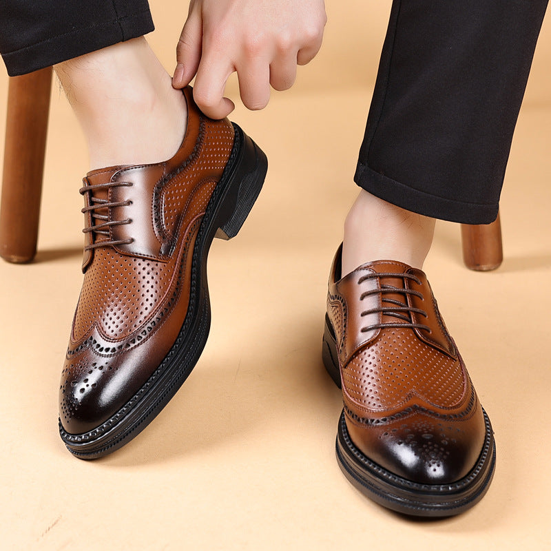 Hollow Leather Shoes Men's Business Formal Wear Casual