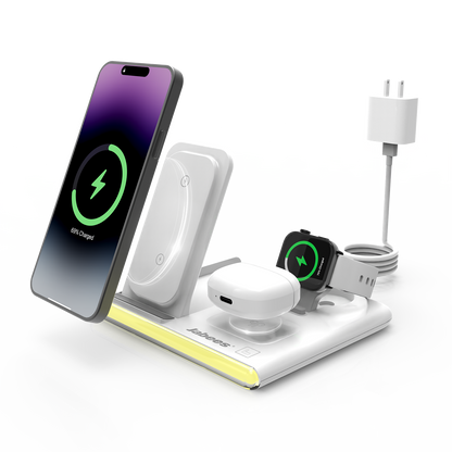 PowerGlow -  PowerGlow 4-In-1 Foldable Wireless Charging Station with LED Night Light