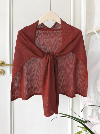 Womens Plus-Size Knitted Shawl With Bamboo-Strip Pattern