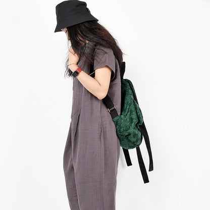 Patchwork backpack retro print backpack