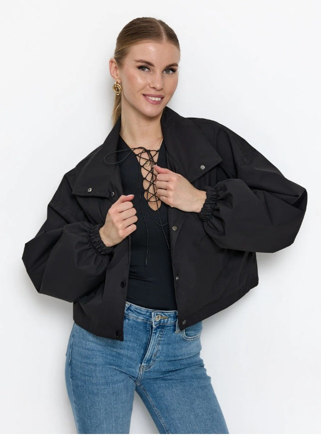 Loose-fitting Cropped Trench Coat For Petite Womens Jackets