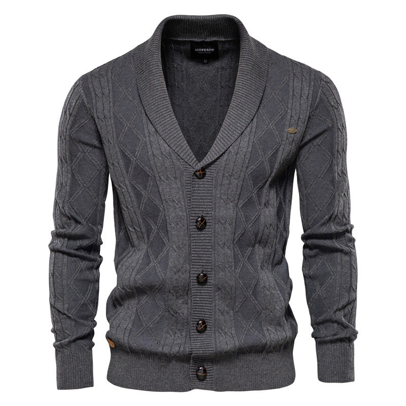 Men's Cardigan V-Neck Long-Sleeve Sweater, Men's Thick Knit Jacket, Casual Versatile Loose Fit Inner Wear