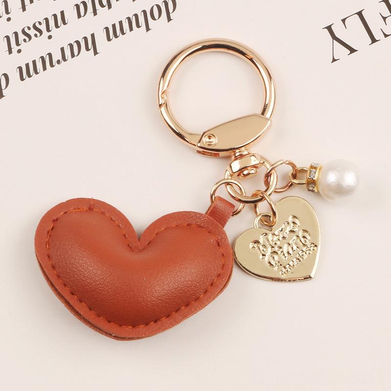 New Leather Heart-shaped Alloy Keychain Pendant