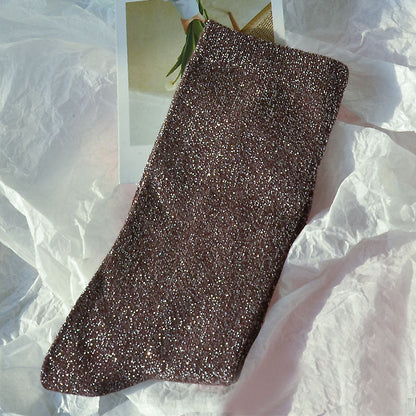 Women's Glitter Ribbed Mid Calf Slouch Socks