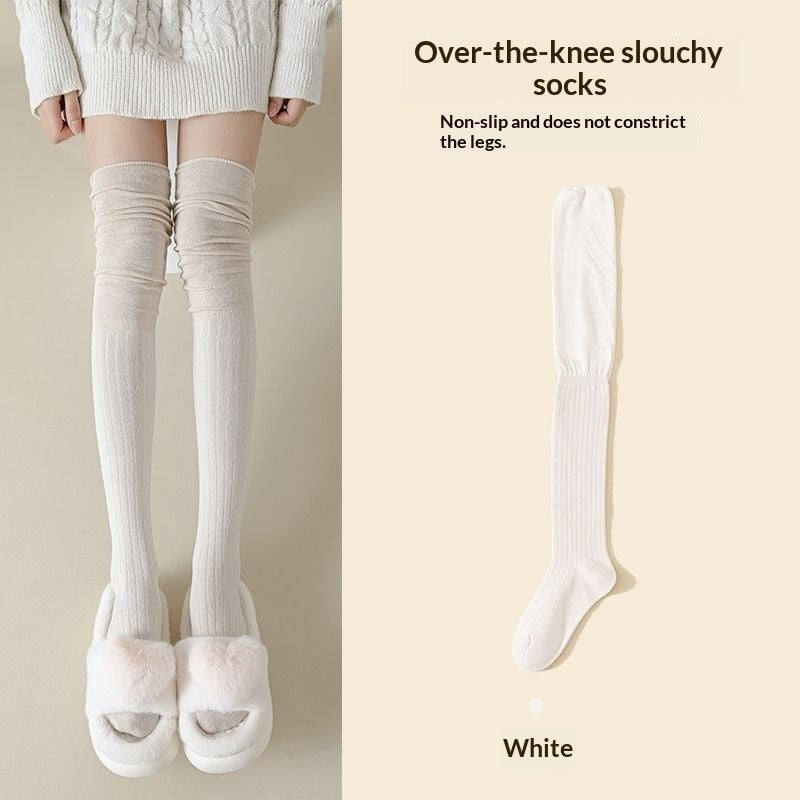 Women's Over-the-knee Socks Thin Cotton Vertical Striped Patchwork High-top Style