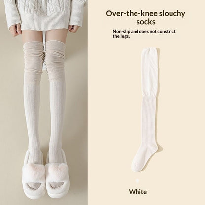 Women's Over-the-knee Socks Thin Cotton Vertical Striped Patchwork High-top Style