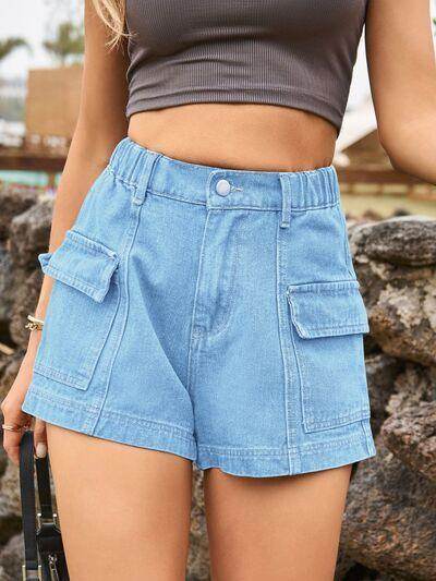 High Waist Denim Shorts with Pockets for Summer Style