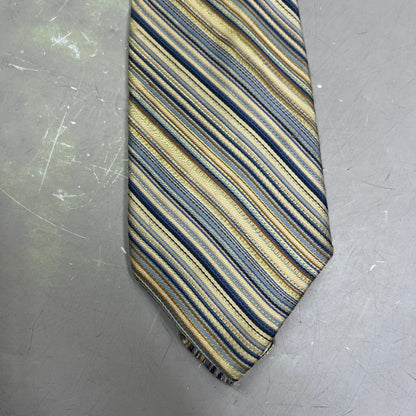 PRONTO UOMO 100% Silk Stripe Pattern Design Tie 60" Yellow/Blue (Pre-Owned)