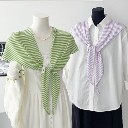 Striped Knitted Triangle Scarf Womens Outerwear Capelet