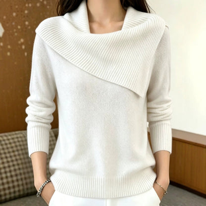 Elegant Figure-flattering Lapel Sweaterversatile Knitted And Effortlessly Chic