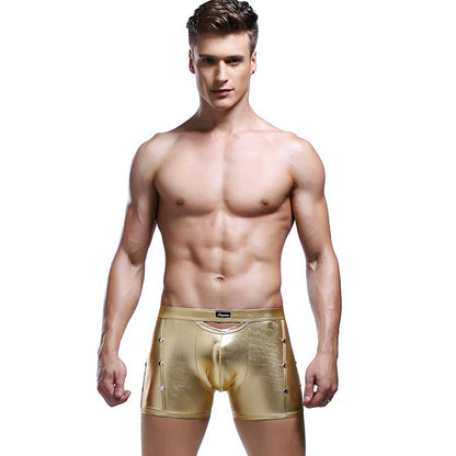 Simple Men's Boxer Patent Leather Briefs
