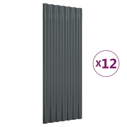 Roof Panels 12 pcs Galvanized Steel Anthracite 39.4"x14.2