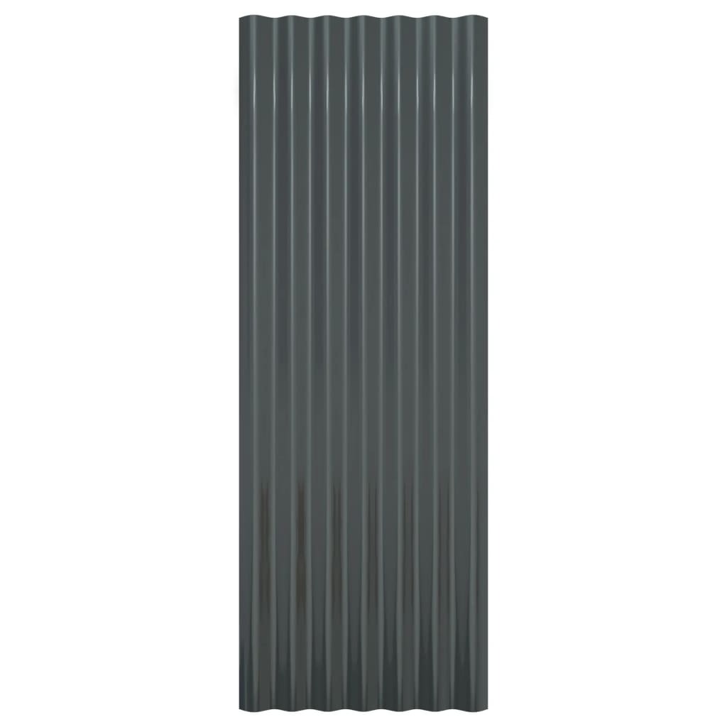 Roof Panels 12 pcs Galvanized Steel Anthracite 39.4"x14.2