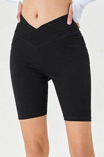 Basic Bae Asymmetrical Waist Denim Shorts With Pockets
