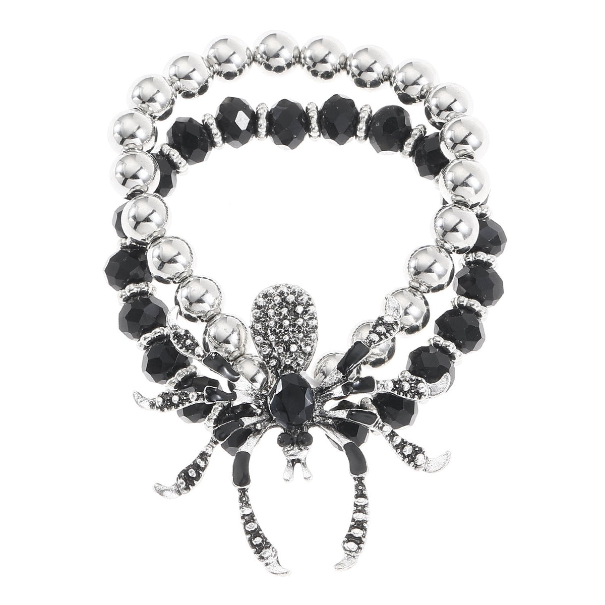 Dramatic Halloween Rhinestone Spider Necklace Bracelet And Ring Set