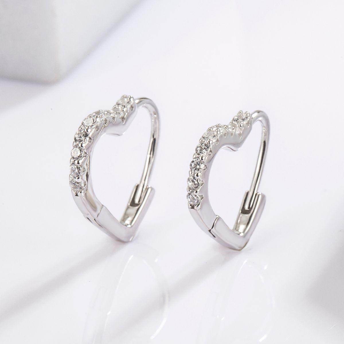 925 Sterling Silver Zircon Heart Shape Earrings Set