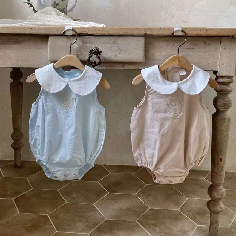 Summer Baby Lace Patch Doll Collar Sleeveless Romper Dress