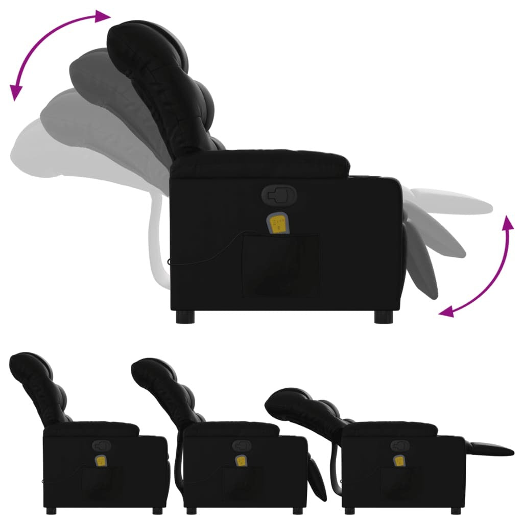 Massage Recliner Chair Black Faux Leather