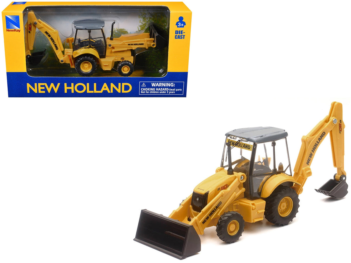 New Holland B110C Backhoe Loader Yellow Diecast Model by New Ray