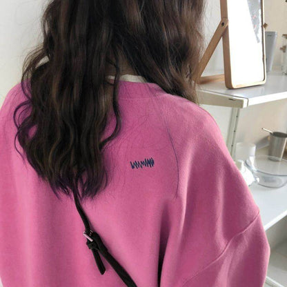 Spring and Autumn Loose Crew Neck Long-Sleeve Coat Top