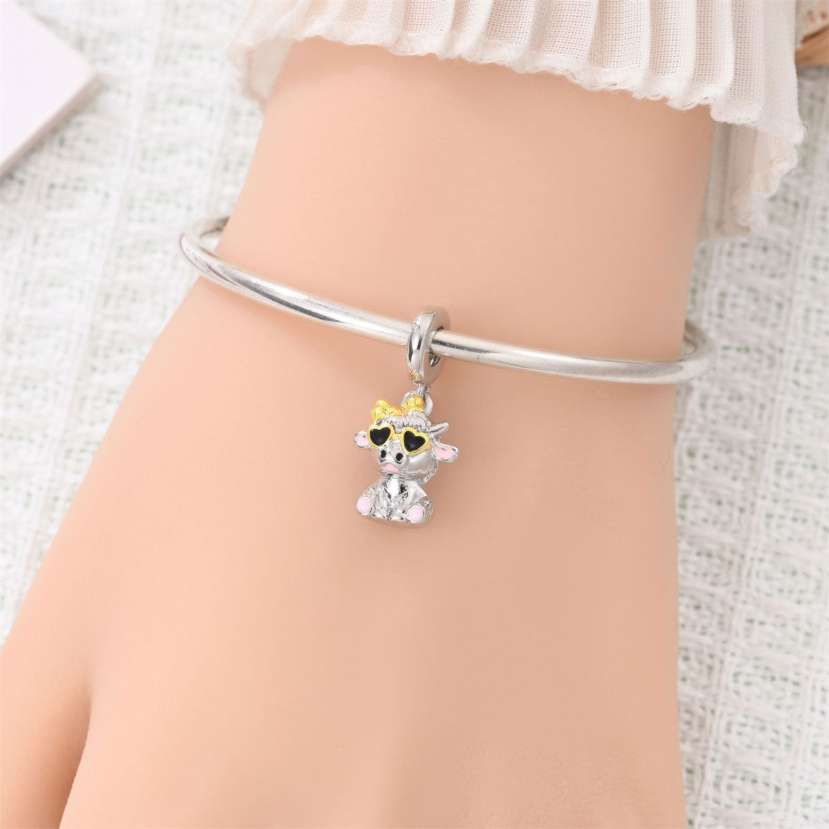 Colored Zircon Copper Silver-plated Animal DIY Bracelet Beads