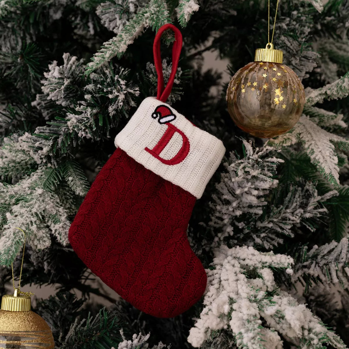 Cable-Knit Contrast Christmas Stockings