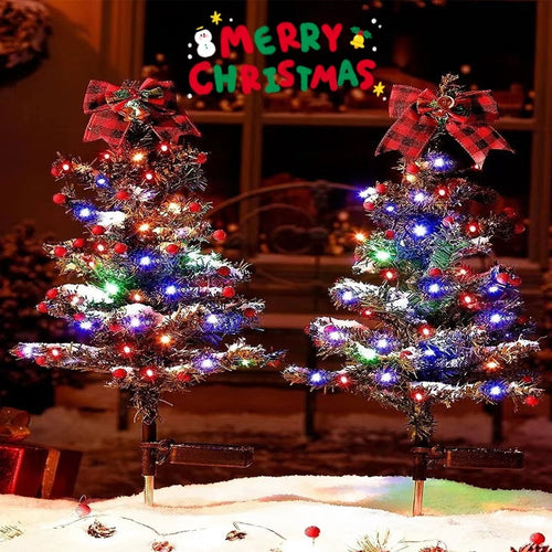 Solar Christmas Tree Yard Stake Pathway Light Decor