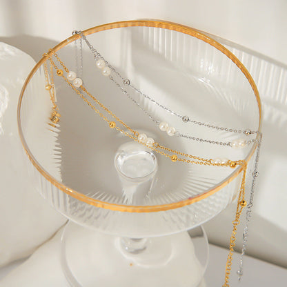 Womens Double-Layer Creative Beaded Multi-Strand Anklet