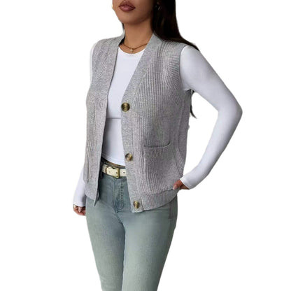 Women's Loose Single Breasted Sweater Vest