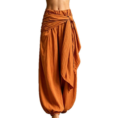 Women's Loose Casual Pants With A Tie-waist Design