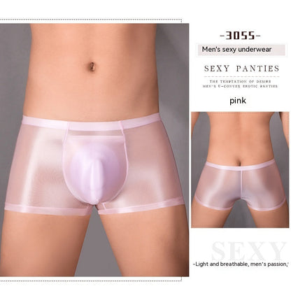 Oil Glossy U Convex Transparent Men's Stretch Shorts