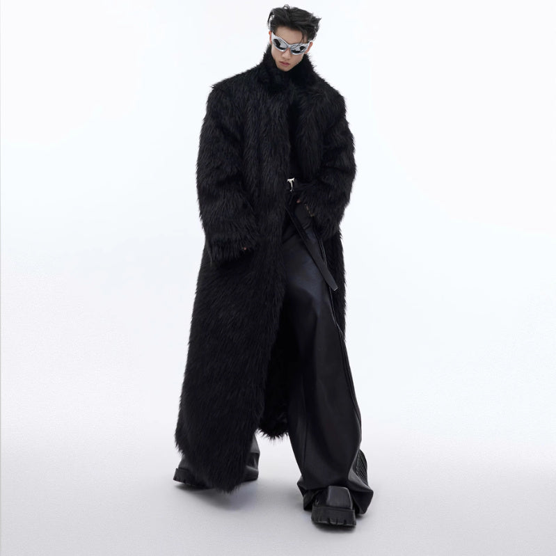 Mink-proof Fur Overcoat Coat Long Below The Knee Plush Trench Coat