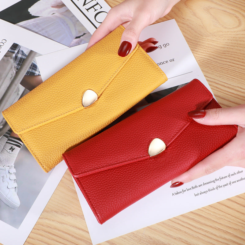 Women's Lychee-pattern Clutch Wallet Fashionable Cardholder Multi-functional