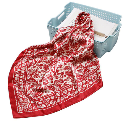 Artificial Silk Small Square Towel Chinese Style