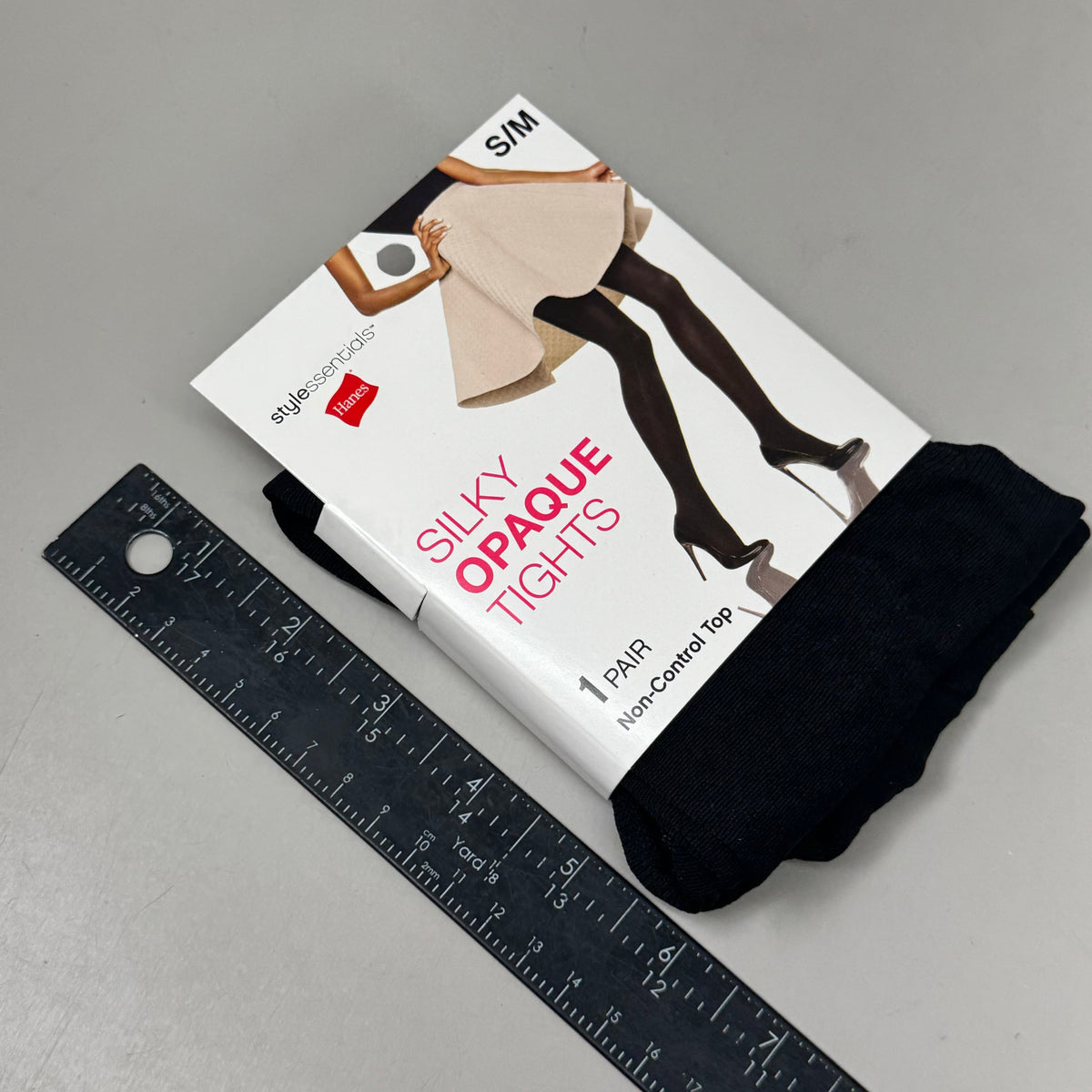 HANES (3 PACK) Style Silky Opaque Tights Non-Control Top Women's S/M Black 638850