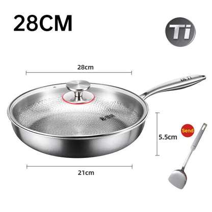 German uncoated pure titanium frying pan with fish - scale hammer pattern. Non - stick, ideal for household steak frying, a piec